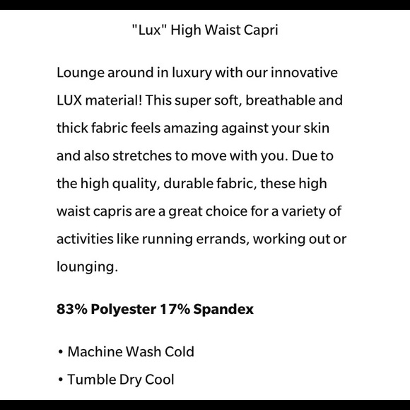 LUX High waisted capris Sz Large. These are in excellent condition see details. - Picture 8 of 8